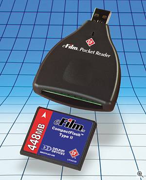 Delkin's Type-II CompactFlash Pocket Reader. Courtesy of Delkin Devices Inc. - click for a bigger picture!