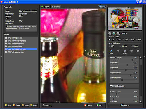 Topaz DeNoise v4.0's new user interface. Screenshot copyright © 2010, Imaging Resource. All rights reserved. Click for a bigger picture!