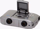 Pentax's DIGIBINO DB200 digital camera binocular. Courtesy of Pentax, with modifications by Michael R. Tomkins.