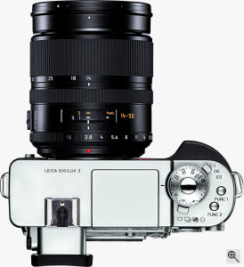 Leica's DIGILUX 3 digital camera. Courtesy of Leica, with modifications by Michael R. Tomkins. Click for a bigger picture!