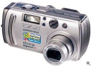 Samsung's Digimax V4 digital camera. Courtesy of Samsung, with modifications by Michael R. Tomkins. Click for a bigger picture!