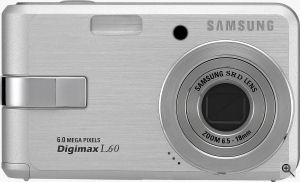 Samsung's Digimax L60 digital camera. Courtesy of Samsung, with modifications by Michael R. Tomkins. Click for a bigger picture!