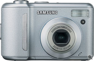 Samsung's Digimax S1000 digital camera. Courtesy of Samsung, with modifications by Michael R. Tomkins. Click for a bigger picture!
