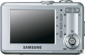 Samsung's Digimax S1000 digital camera. Courtesy of Samsung, with modifications by Michael R. Tomkins. Click for a bigger picture!