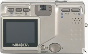 Minolta's DiMAGE G500 digital camera. Courtesy of Minolta, with modifications by Michael R. Tomkins.