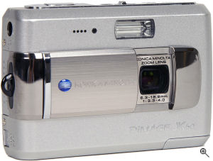 Konica Minolta's DiMAGE X60 digital camera. Courtesy of Konica Minolta, with modifications by Michael R. Tomkins. Click for a bigger picture!