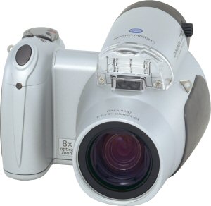 Konica Minolta's DiMAGE Z10 digital camera. Courtesy of Konica Minolta, with modifications by Michael R. Tomkins. Click for a bigger picture!
