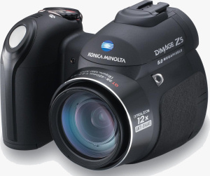 Konica Minolta's DiMAGE Z5 digital camera. Courtesy of Konica Minolta, with modifications by Michael R. Tomkins. Click for a bigger picture!
