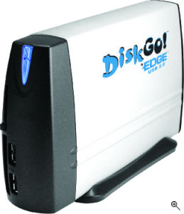Edge Tech Corp.'s DiskGO! drive. Courtesy of Edge Tech Corp., with modifications by Michael R. Tomkins. Click for a bigger picture!