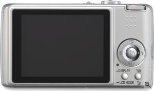 Panasonic's Lumix DMC-FX01 digital camera. Courtesy of Panasonic, with modifications by Michael R. Tomkins. Click for a bigger picture!