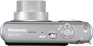 Panasonic's Lumix DMC-FX01 digital camera. Courtesy of Panasonic, with modifications by Michael R. Tomkins. Click for a bigger picture!