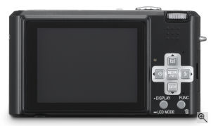 Panasonic's Lumix DMC-FX100 digital camera. Courtesy of Panasonic, with modifications by Michael R. Tomkins. Click for a bigger picture!