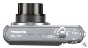 Panasonic's Lumix DMC-FX100 digital camera. Courtesy of Panasonic, with modifications by Michael R. Tomkins. Click for a bigger picture!