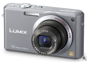 Panasonic's Lumix DMC-FX100 digital camera. Courtesy of Panasonic, with modifications by Michael R. Tomkins. Click for a bigger picture!