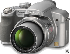 Panasonic's Lumix DMC-FZ18 digital camera. Courtesy of Panasonic, with modifications by Michael R. Tomkins. Click for a bigger picture!
