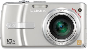 Panasonic's Lumix DMC-FX01 digital camera. Courtesy of Panasonic, with modifications by Michael R. Tomkins. Click for a bigger picture!