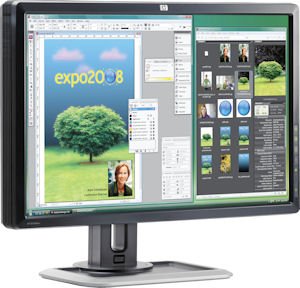 HP's DreamColor LP2480zx LCD display. Courtesy of HP, with modifications by Michael R. Tomkins. Click for a bigger picture!