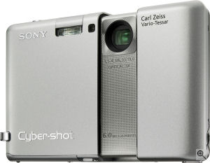 Sony's Cyber-shot DSC-G1 digital camera. Courtesy of Sony, with modifications by Michael R. Tomkins. Click for a bigger picture!