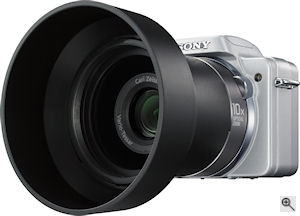Sony's Cyber-shot DSC-H10 digital camera. Courtesy of Sony, with modifications by Michael R. Tomkins. Click for a bigger picture!