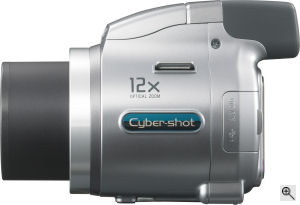 Sony's Cyber-shot DSC-H2 digital camera. Courtesy of Sony, with modifications by Michael R. Tomkins. Click for a bigger picture!