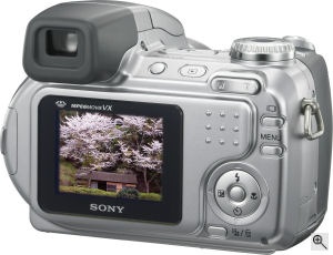Sony's Cyber-shot DSC-H2 digital camera. Courtesy of Sony, with modifications by Michael R. Tomkins. Click for a bigger picture!