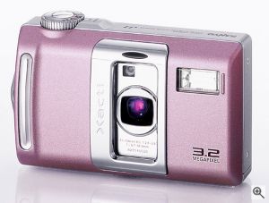 Sanyo's Xacti DSC-J1 digital camera. Courtesy of Sanyo Japan, with modifications by Michael R. Tomkins. Click here for a bigger picture!