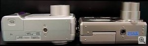 Sanyo's DSC-MZ2 (left) and DSC-MZ3 (right) digital camera. Courtesy of Sanyo Electric Co. Ltd. with modifications by Michael R. Tomkins.