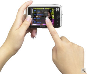 Sony's Cyber-shot DSC-N1 digital camera. Courtesy of Sony, with modifications by Michael R. Tomkins. Click for a bigger picture!