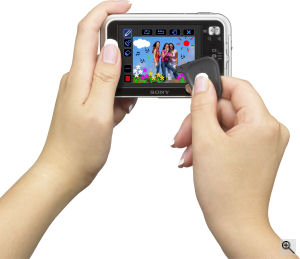 Sony's Cyber-shot DSC-N1 digital camera. Courtesy of Sony, with modifications by Michael R. Tomkins. Click for a bigger picture!