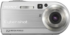 Sony's Cyber-shot DSC-P150 digital camera. Courtesy of Sony, with modifications by Michael R. Tomkins. Click for a bigger picture!