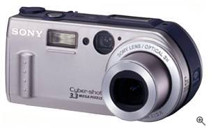 Sony's new DSC-P1 digital camera, front left quarter view. Courtesy of Sony - click for a bigger picture!