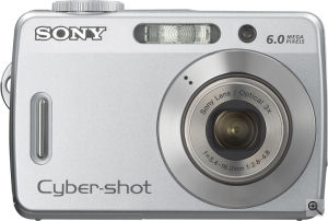 Sony's Cyber-shot DSC-S500 digital camera. Courtesy of Sony, with modifications by Michael R. Tomkins. Click for a bigger picture!