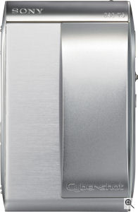 Sony's Cyber-shot DSC-T5 digital camera. Courtesy of Sony, with modifications by Michael R. Tomkins. Click for a bigger picture!