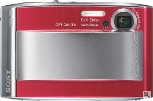 Sony's Cyber-shot DSC-T5 digital camera. Courtesy of Sony, with modifications by Michael R. Tomkins. Click for a bigger picture!