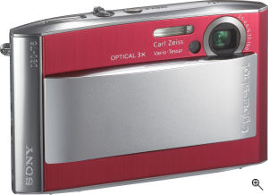 Sony's Cyber-shot DSC-T5 digital camera. Courtesy of Sony, with modifications by Michael R. Tomkins. Click for a bigger picture!