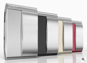 Sony's Cyber-shot DSC-T5 digital camera. Courtesy of Sony, with modifications by Michael R. Tomkins. Click for a bigger picture!