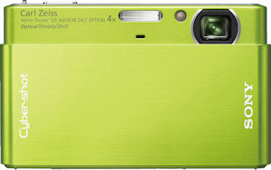 Sony's Cyber-shot DSC-T77 digital camera. Courtesy of Sony, wih modifications by Michael R. Tomkins. Click for a bigger picture!