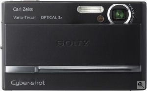 Sony's Cyber-shot DSC-T9 digital camera. Courtesy of Sony, with modifications by Michael R. Tomkins. Click for a bigger picture!