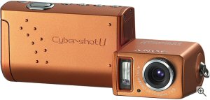 Sony's Cyber-shot DSC-U50 digital camera. Courtesy of Sony, with modifications by Michael R. Tomkins. Click for a bigger picture!