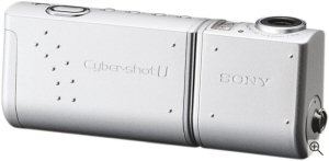 Sony's Cyber-shot DSC-U50 digital camera. Courtesy of Sony, with modifications by Michael R. Tomkins. Click for a bigger picture!