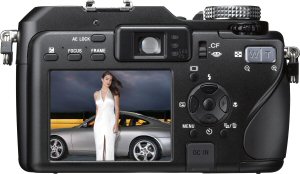 Sony's Cyber-shot DSC-V3 digital camera. Courtesy of Sony, with modifications by Michael R. Tomkins. Click for a bigger picture!