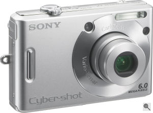 Sony's Cyber-shot DSC-W30 digital camera. Courtesy of Sony, with modifications by Michael R. Tomkins. Click for a bigger picture!