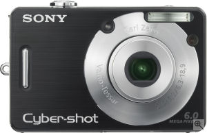 Sony's Cyber-shot DSC-W50 digital camera. Courtesy of Sony, with modifications by Michael R. Tomkins. Click for a bigger picture!