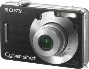 Sony's Cyber-shot DSC-W50 digital camera. Courtesy of Sony, with modifications by Michael R. Tomkins. Click for a bigger picture!