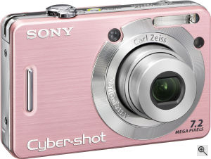 Sony's Cyber-shot DSC-W55 digital camera. Courtesy of Sony, with modifications by Michael R. Tomkins. Click for a bigger picture!