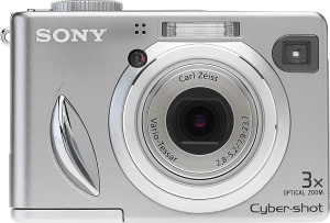 Sony's Cyber-shot DSC-W5 digital camera. Courtesy of Sony, with modifications by Michael R. Tomkins. Click for a bigger picture!