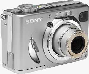 Sony's Cyber-shot DSC-W5 digital camera. Courtesy of Sony, with modifications by Michael R. Tomkins. Click for a bigger picture!