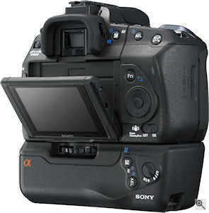 Sony's Alpha DSLR-A350 digital SLR. Courtesy of Sony, with modifications by Michael R. Tomkins. Click for a bigger picture!