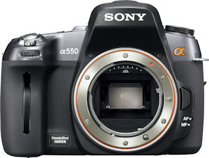 Sony's Alpha DSLR-A550 digital SLR. Photo provided by Sony Electronics Inc. Click for a bigger picture!
