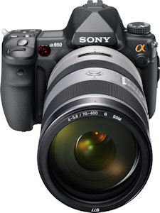 Sony's Alpha DSLR-A850 digital SLR. Photo provided by Sony Electronics Inc. Click for a bigger picture!